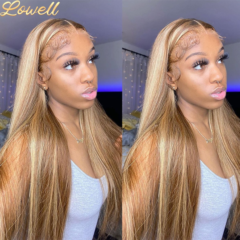 200 densidade destaque peruca de cabelo humano osso em linha reta loira ombre hd peruca do laço 13x4 13x6 colorido cabelo humano frontal pré arrancado perucas
