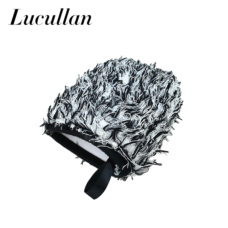 Lucullan สองด้านไมโครไฟเบอร์ล้อ Detailer ล้างถุงมือ Super Soft ผมยาวรายละเอียดรถ Pocket Mitt