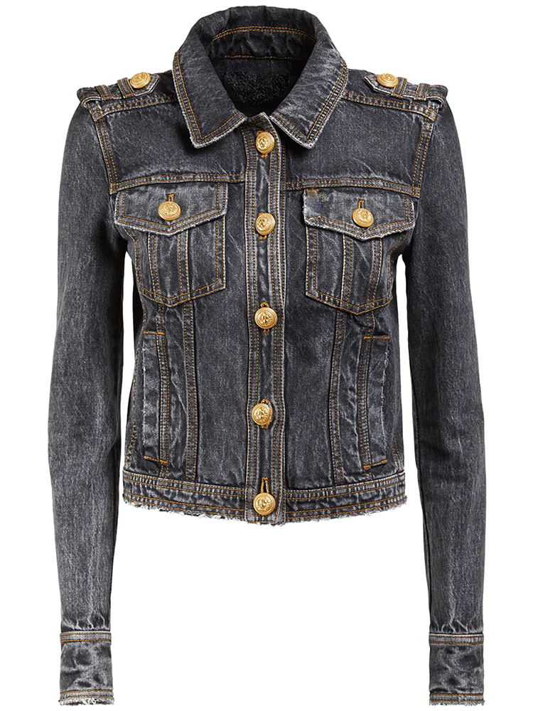 HIGH STREET Nieuwste 2026 Herfst/Winter Designer Mode Dames Denim Jack met Leeuwenknopen en Stone Wash