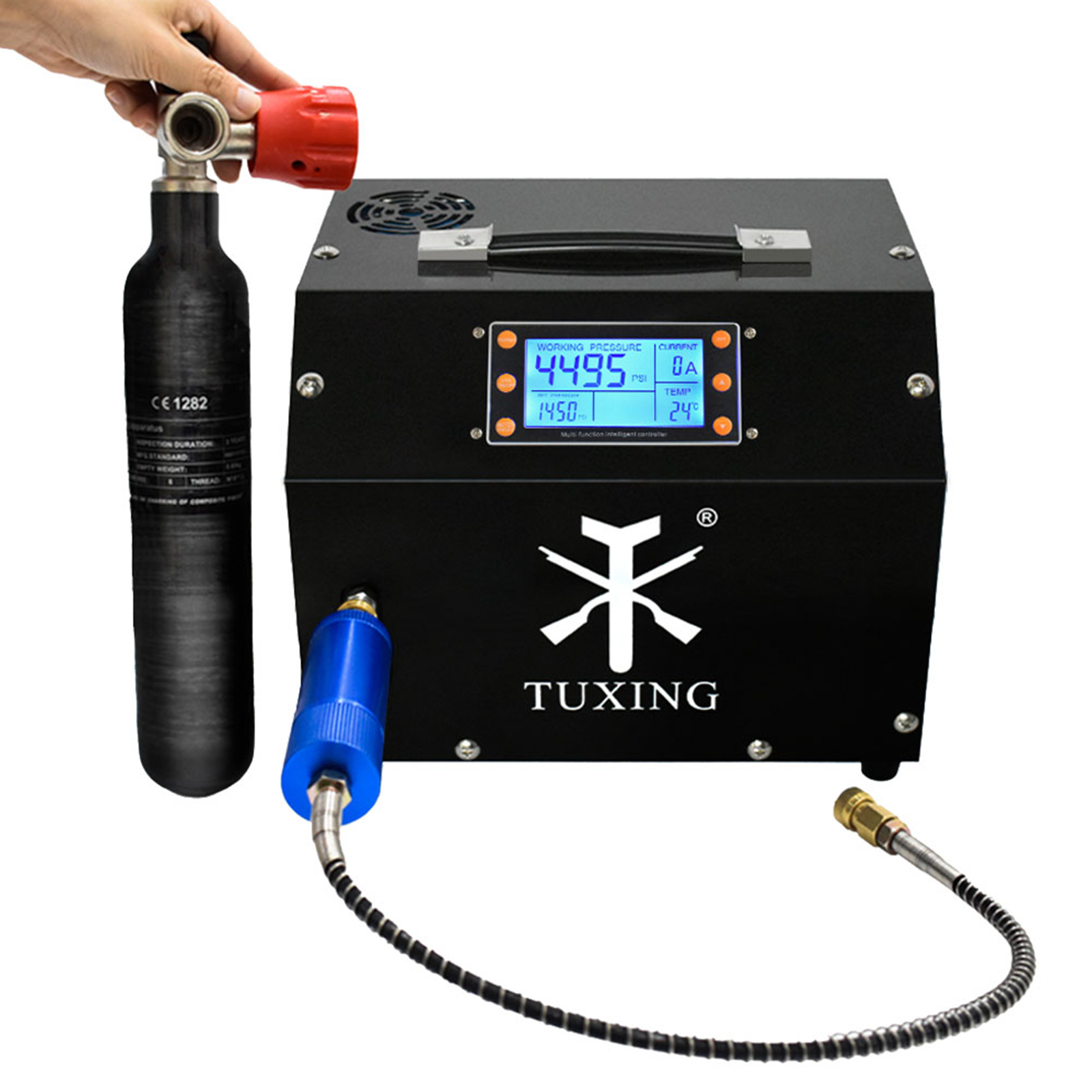 TXET063 4500Psi 300Bar Портативный PCP воздушный компрессор LCD дисплей с цифровым управлением автоматическая остановка с адаптером питания 12V PCP Scuba