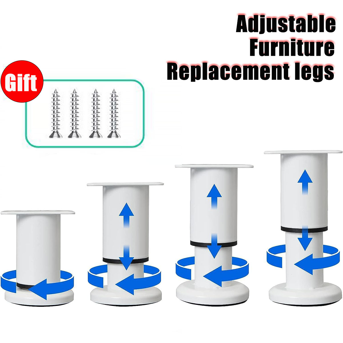 Patas ajustables de acero inoxidable para muebles, patas de repuesto de Metal grueso con tornillos para gabinete, escritorio, mesa, silla, sofá cama