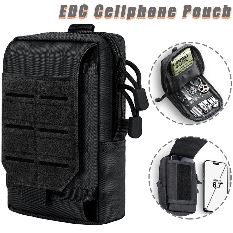 Taktische MOLLE EDC Utility-Gürteltasche & Handy-Tasche Kompakter Gadget-Organizer Westentasche Geldbörse Smartphone-Holster