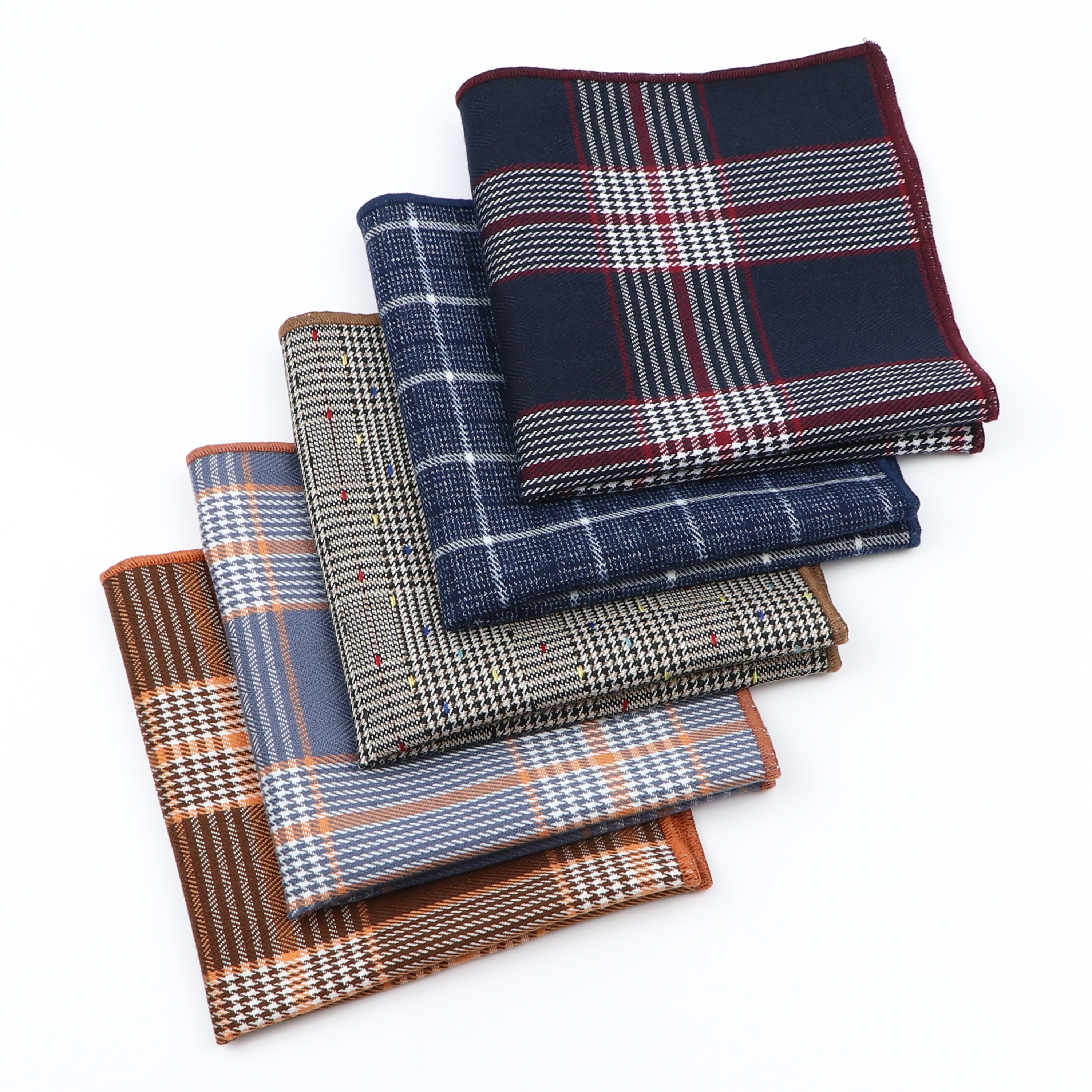 Moda clássico 100% algodão bolso quadrados para homens listrado xadrez azul preto marrom negócios terno de casamento lenço hankies presente
