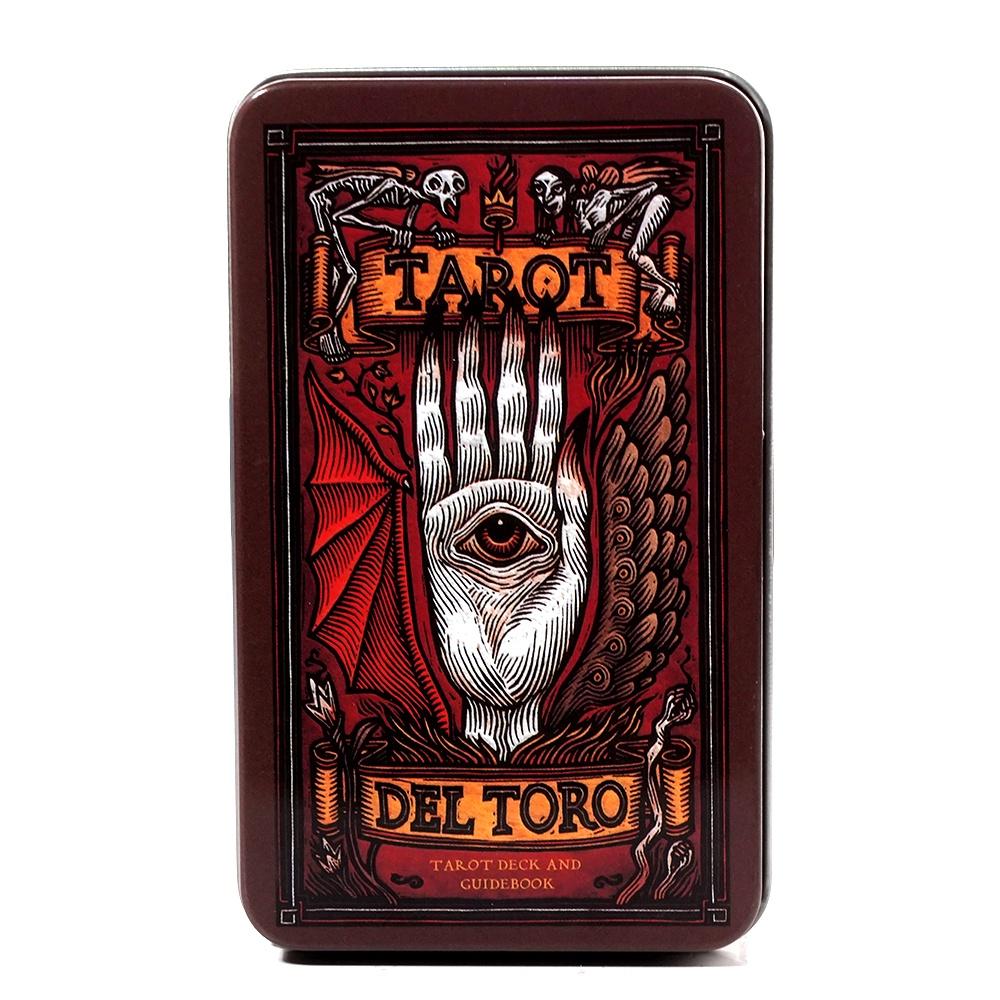 Del Toro Tarot w blaszanym metalowym pudełku Talia tarota z przewodnikiem PDF Karty wróżenia losu