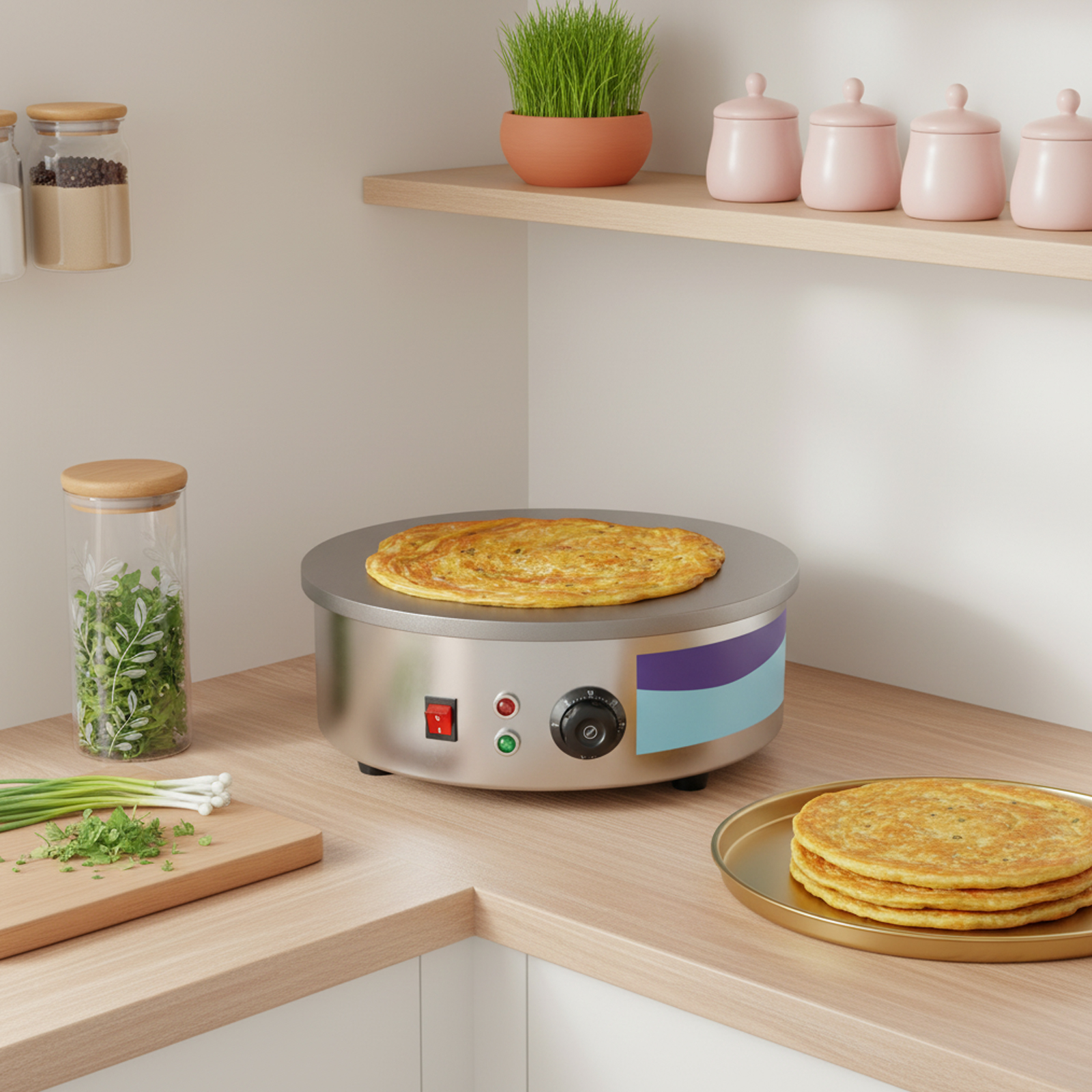 Parrilla eléctrica profesional para hacer crepes, máquina antiadherente para hacer tortas, olla caliente, superficie de estufa, 220V, 2800W