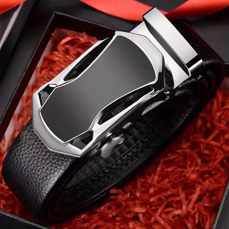 Cinto de marca famosa masculina de alta qualidade couro luxo cinto de metal fivela automática cinto de tendência de lazer de negócios, para presentes ideais