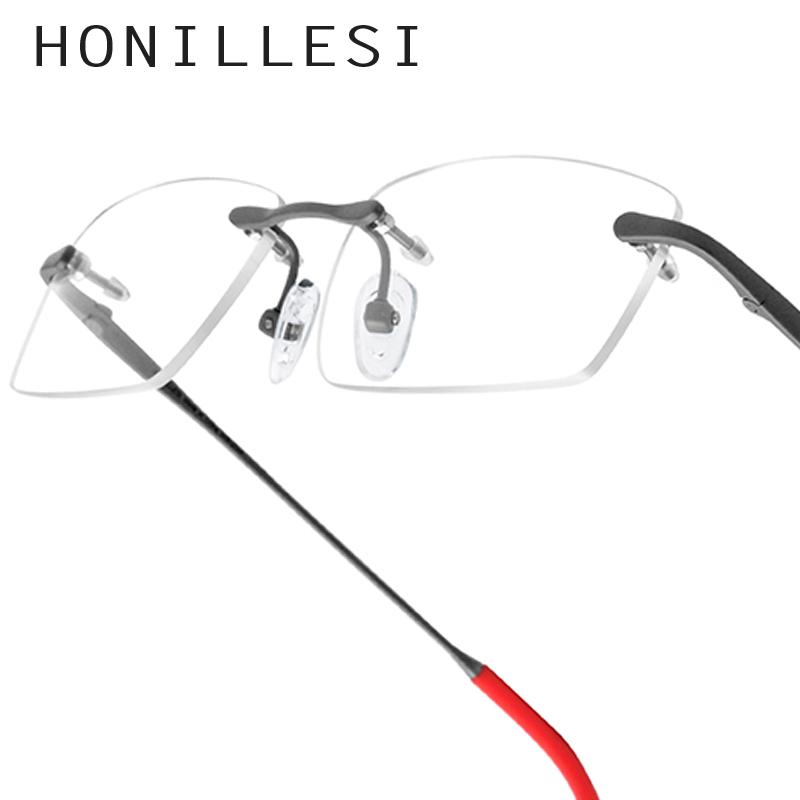 FONEX HONILLESI ไทเทเนียมกรอบแว่นตาผู้ชายยี่ห้อ Designer Ultralight Rimless แว่นตา Frameless Anti-SLIP แว่นตากีฬา 7302
