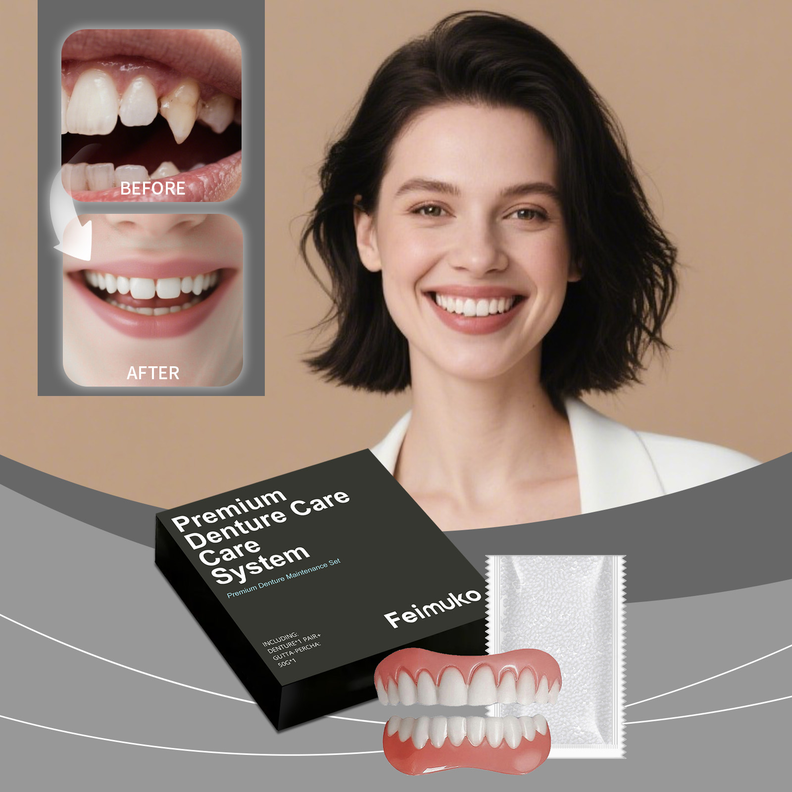 Denture Decoration Set Showcases a Smile with Natural Fit, Comfortable Material, and Convenient Dentures