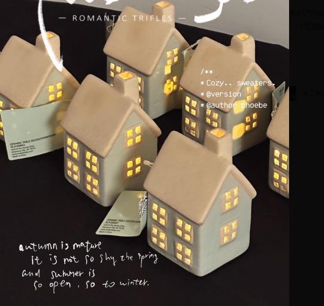 Nordic Style Handmade Terracotta Small House Ornament with Light - Miniature Home Decor, Perfect Holiday Gift for Christmas/