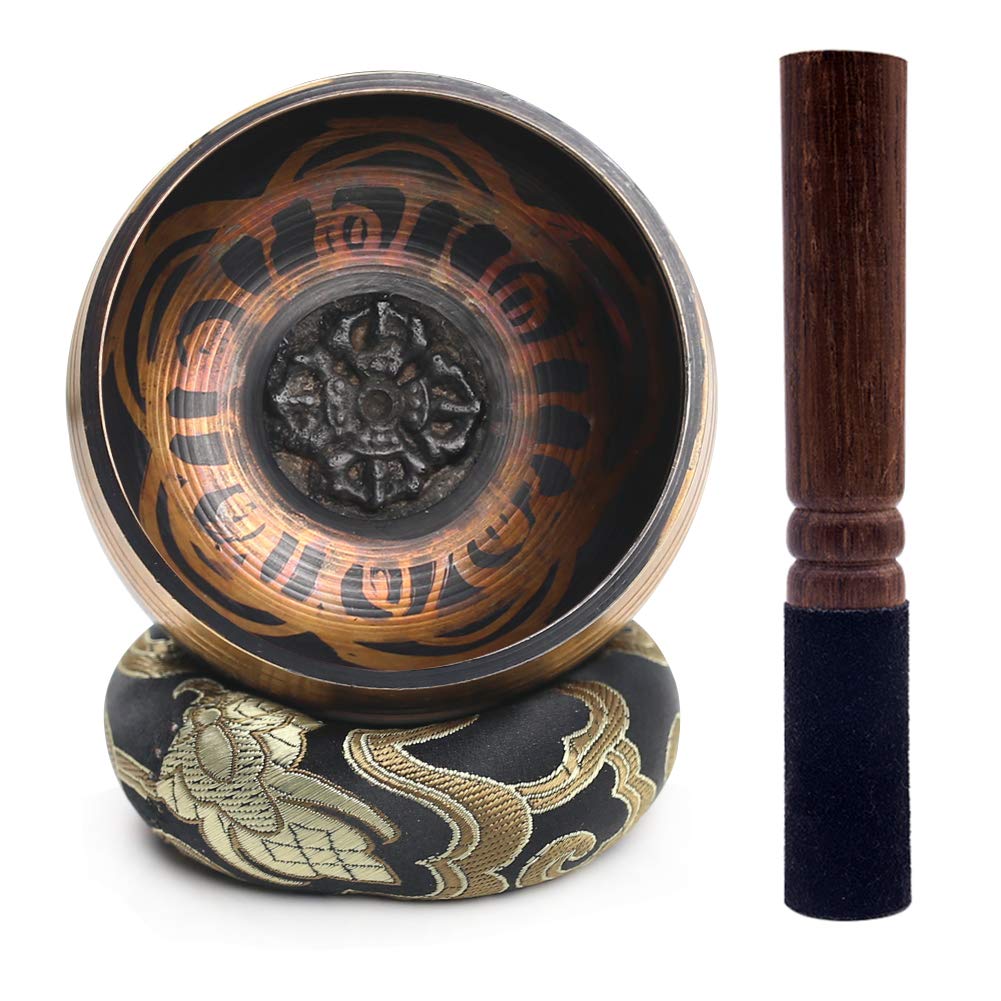 Tibetisches Klangschalen-Set, Lotus, einzigartiges Geschenk, hilfreich für Meditation, Yoga, Entspannung, Chakra-Heilung, Gebet und Achtsamkeit
