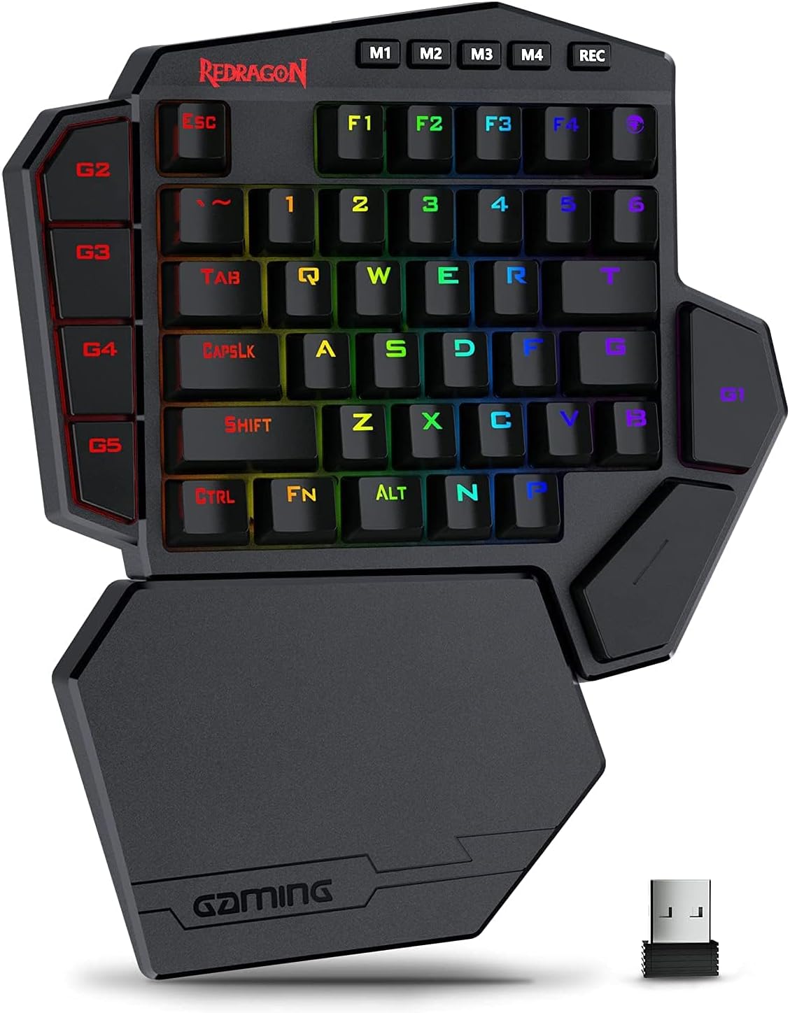 Redragon K585 PRO clavier mécanique sans fil à une main 42 touches 3 modes RGB 7 touches Macro intégrées Support de poignet détachable
