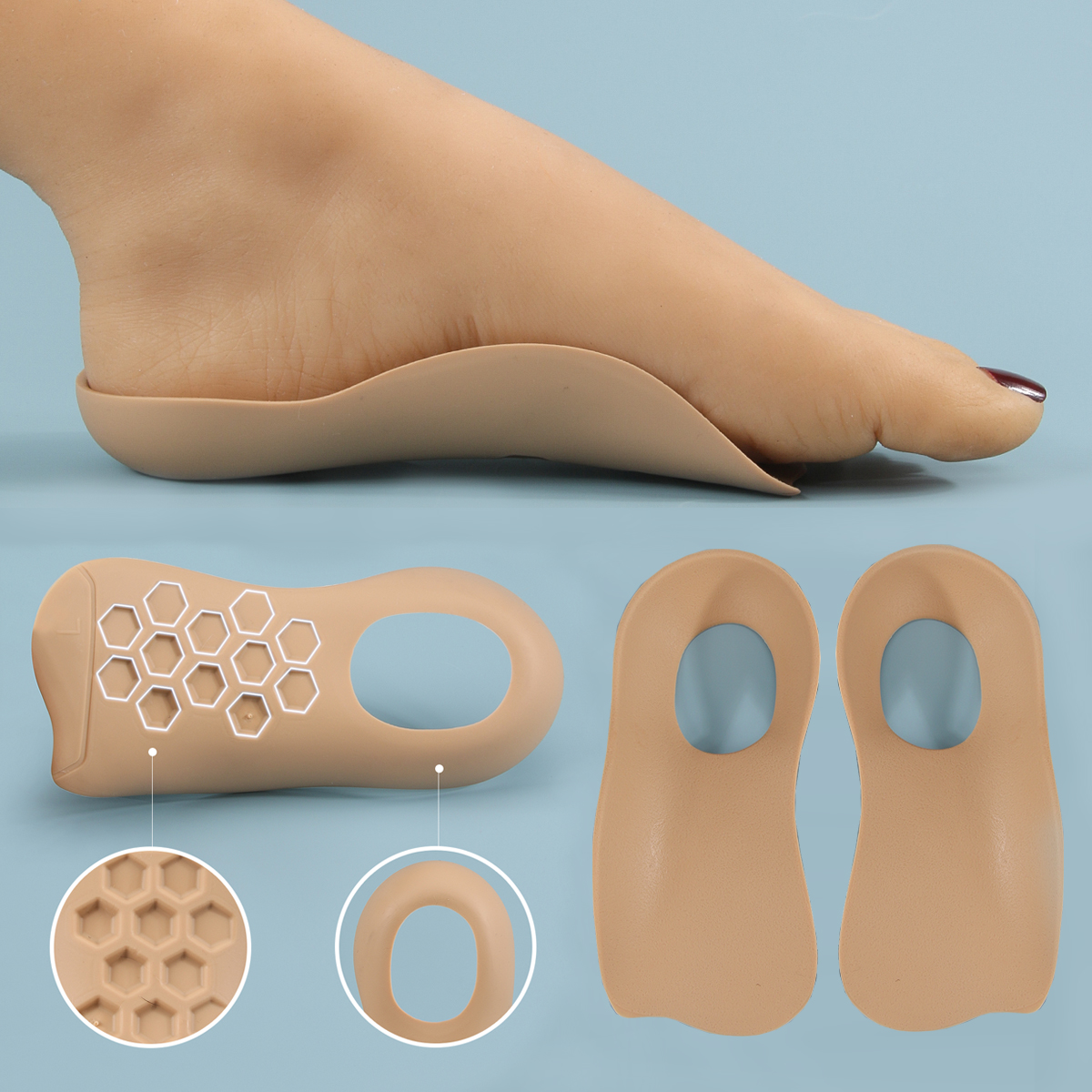 1 paio di solette ortopediche plantari suola piatta per scarpe inserto supporto per arco plantare per solette per la cura dei piedi unisex (colore della pelle)