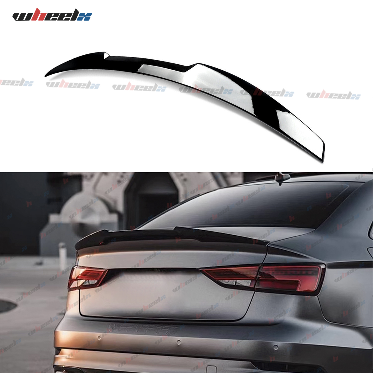 M4 Heckspoiler Highkick Flügel für 14-20 Audi A3 S3 RS3 Limousine glänzend schwarz