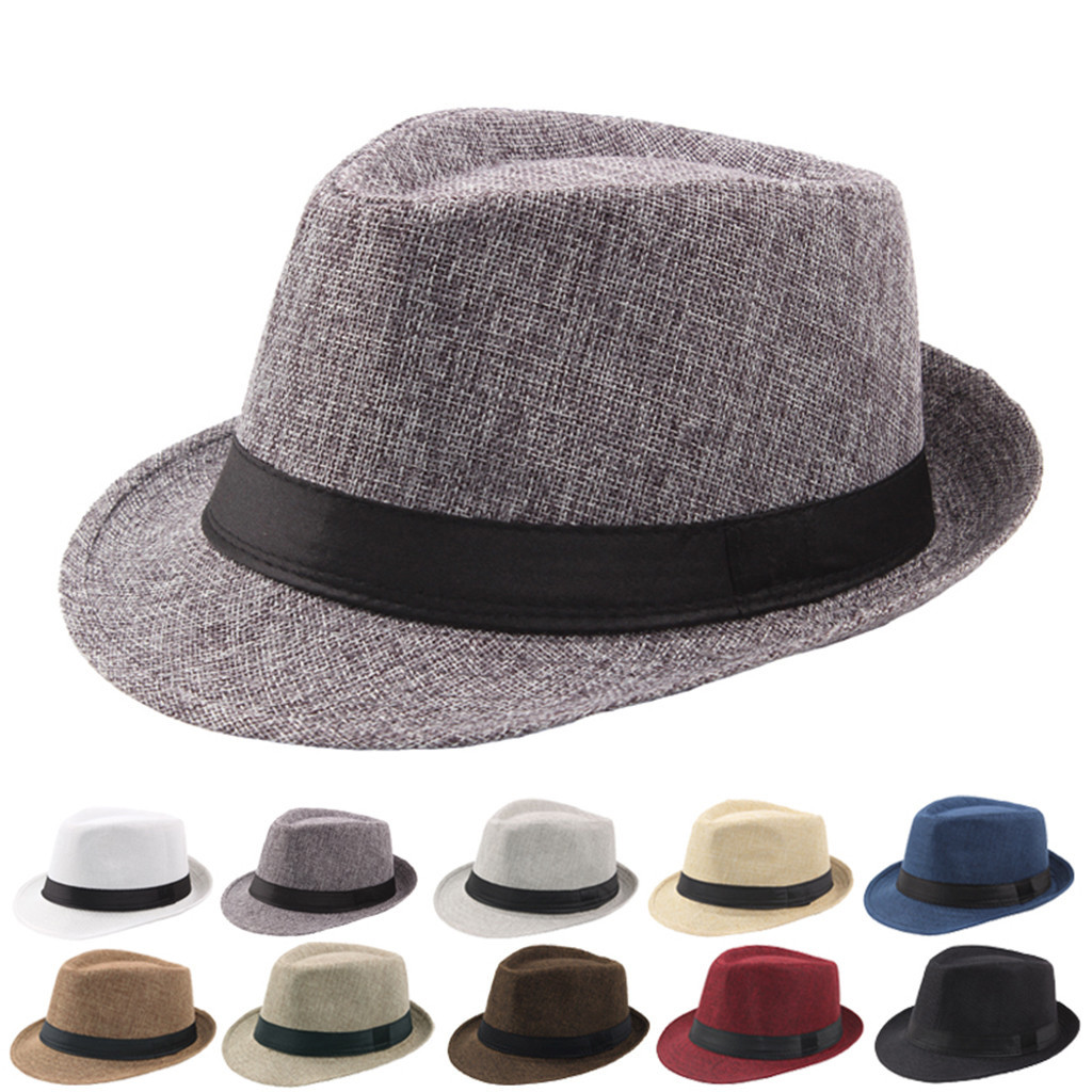 Mężczyźni i dzieci Czapka jazzowa Old Man Cap Short Brim Solid Color Cuban Cap Panama Hat Sun Hat Oddychająca czapka Fedora Summer Casual Straw