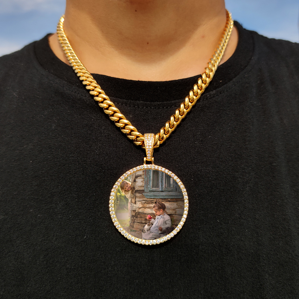 45mm hip hop gelado diy foto cz pingente imagem personalizada pingente colar personalizado feminino masculino rapper jóias para ele ela