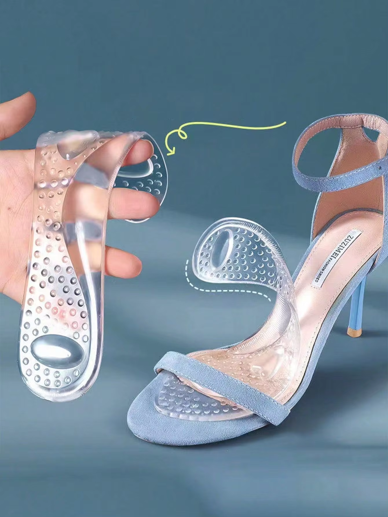 1 paire de semelles intérieures montantes en Silicone pour hommes et femmes, semelles intérieures antidérapantes absorbant les chocs, chaussures souples et flexibles