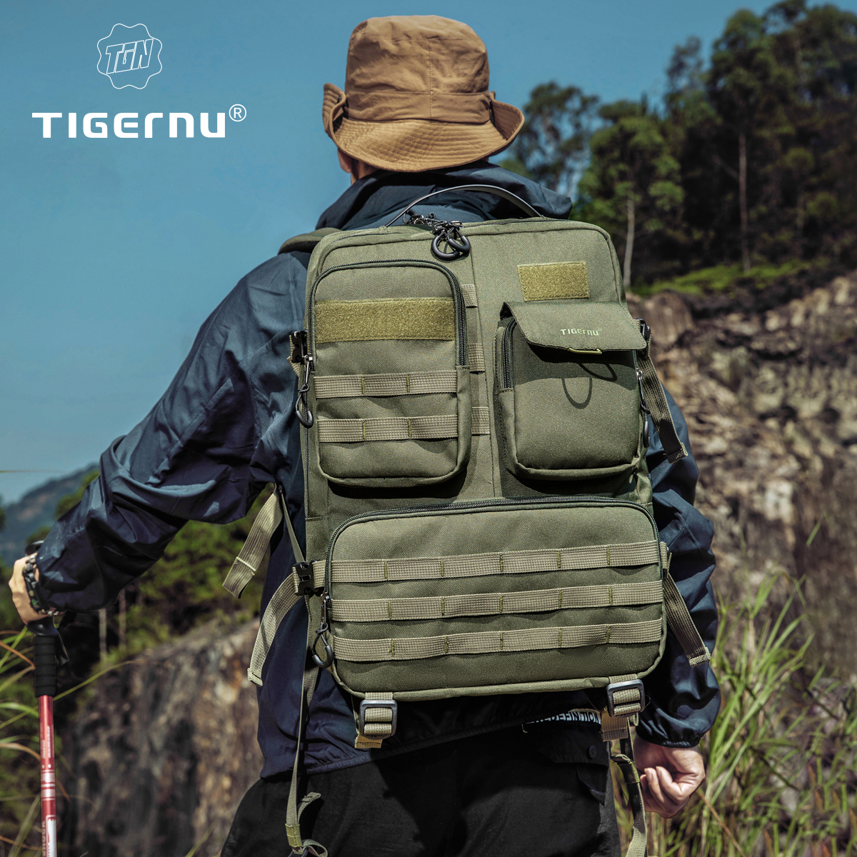 Tigernu Ransel Taktis Pria Ransel Perjalanan Hiking Ransel Bertahan Hidup Luar Ruangan Ransel Mendaki Perjalanan Ransel Olahraga Pria
