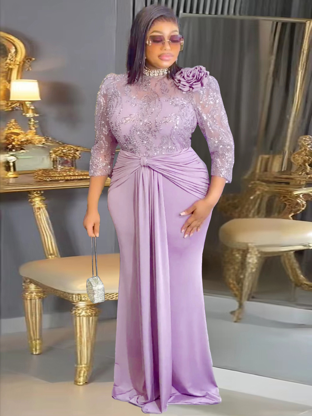 Eleganckie Sukienki Damskie Luksusowe na Imprezy, Suknie Syreny z Cekinami i Plisami, Suknie Ślubne, na Bal Maturalny, Urodziny, Kolację, Długie Sukienki, Odzież Damska Afrykańska