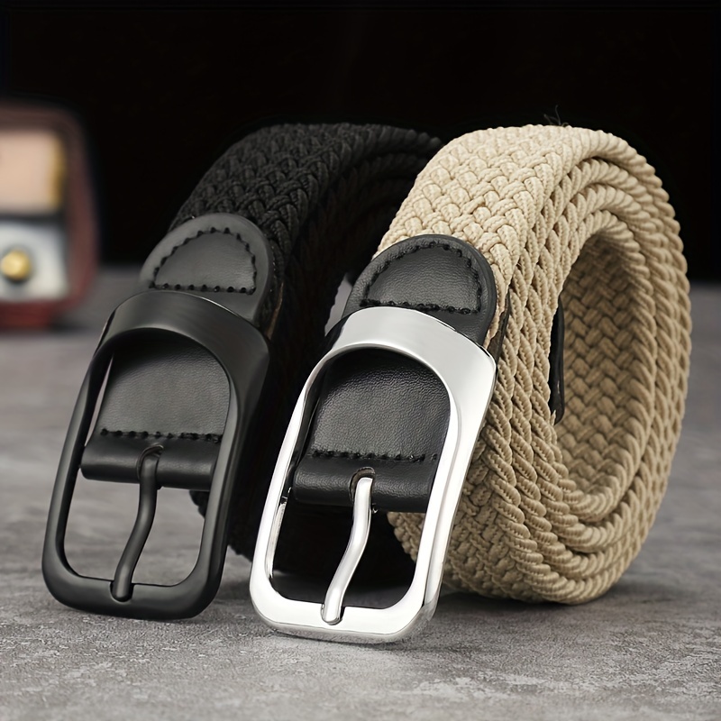 Unisex elastische geweven riem - tailleband voor casual jeans, verstelbare knoopgesp, feestelijk kerstcadeau voor mannen en vrouwen