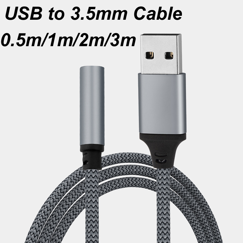 0.5m/1m/2m/3m Adapter USB A męski na 3.5mm żeński gniazdo audio Adapter głośnika TRRS Jack Zestaw słuchawkowy Zewnętrzna karta dźwiękowa stereo 24bit 9