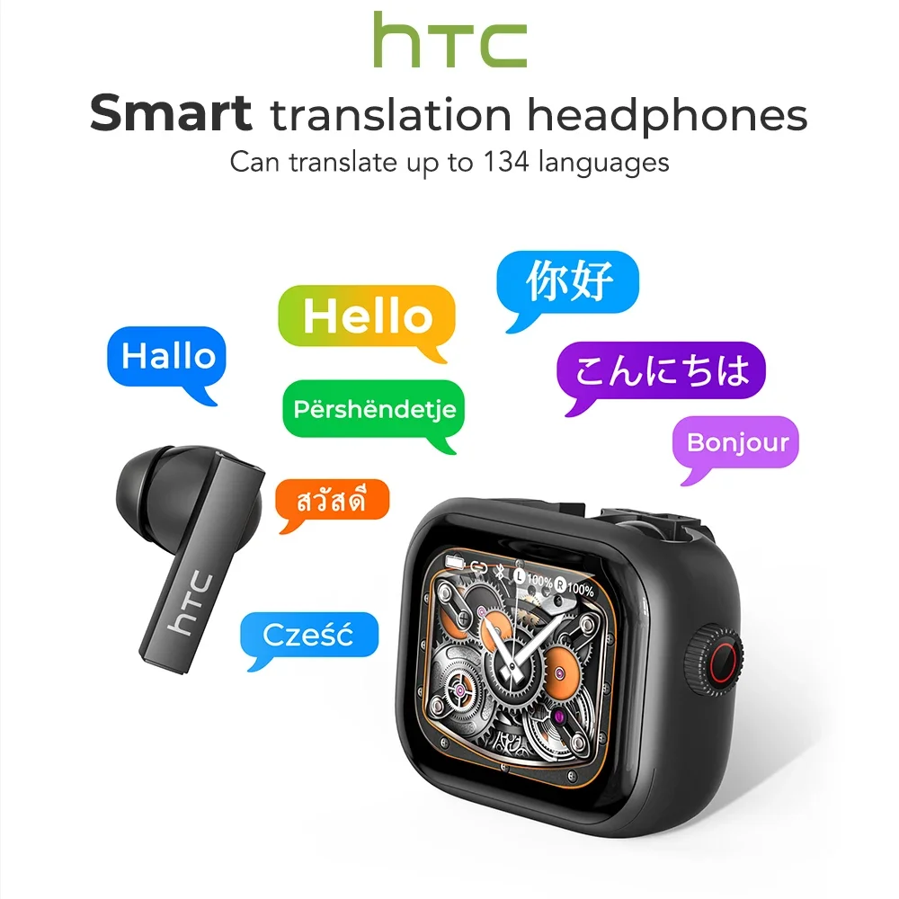 HTC NE40 Наушники Bluetooth V6 TWS Спортивные AI-переводчики Наушники с шумоподавлением Беспроводные наушники с микрофоном