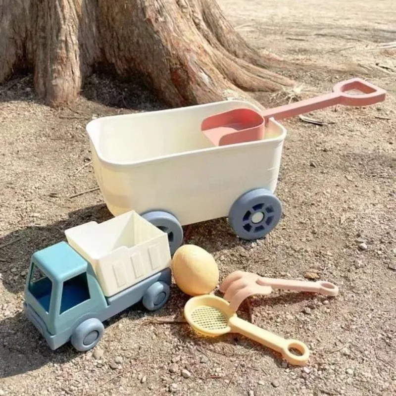 Juego de Juguetes de Playa con Carreta, Camión Volquete y Palas para Arena, Regalos para Niños y Bebés, Juguetes para Caja de Arena, Viajes y Vacaciones