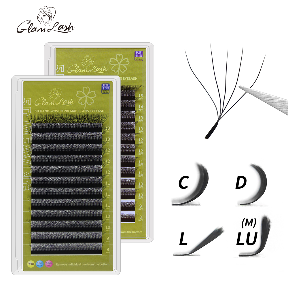GLAMLASH 5D - W-vormige wimperverlenging Automatisch bloei W nepwimpers 0,07 mm C/D/L/LU Krul Individueel
