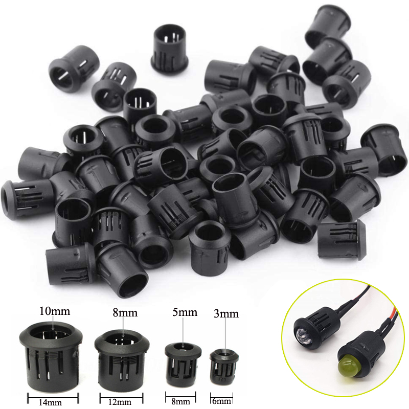 10/25/50 Uds plástico negro 3mm 5mm lámpara soporte de diodo LED Clip negro montaje de enchufe de bisel útil soporte de diodo LED Clip negro
