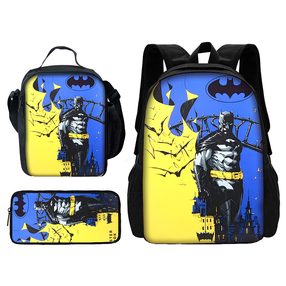 Super b-batmans-mochila escolar con logotipo para niños y niñas, bolsa de almuerzo, bolsas de lápices, mochilas escolares, el mejor regalo