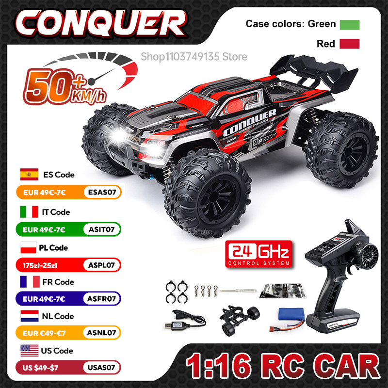 WLtoys 1:16 échelle grande voiture RC 50 km/h haute vitesse 4WD enfants jouet pour garçons voiture télécommandée 2.4G hors route Monster Truck RC jouet
