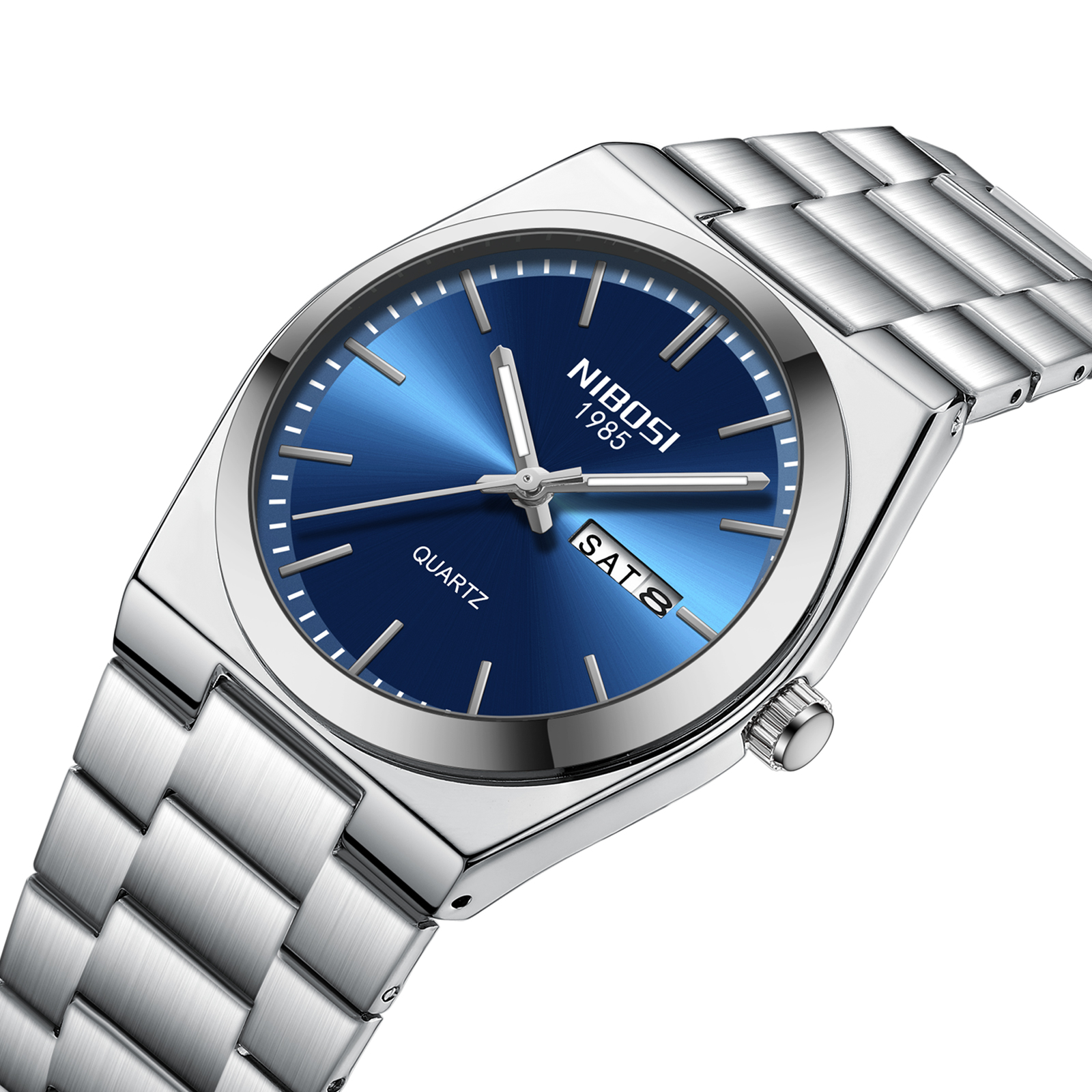Relógio de Luxo NIBOSI para Homem à Prova D'água com Data, Dia da Semana, Luminoso, em Aço Inoxidável, Relógio Masculino Casual de Quartzo + Caixa