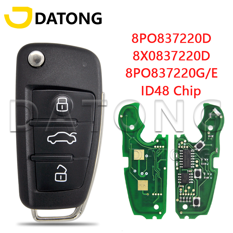Datong World 8P0837220D/G/E 8X0837220D 315/434Mhz ID48 Chip HU66 Flip Car Remote Key For Audi A3 TT A4 S3 S4 2005-2013