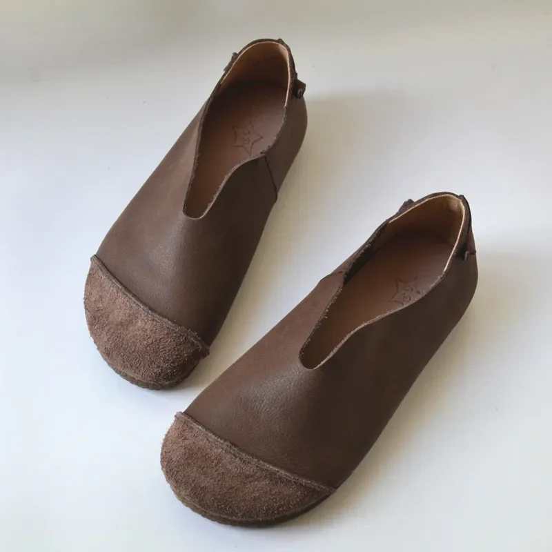Mocassini in pelle da uomo Scarpe Punta larga Retro Scarpe da guida estive piatte con suola morbida Donna 43 44 Scarpe