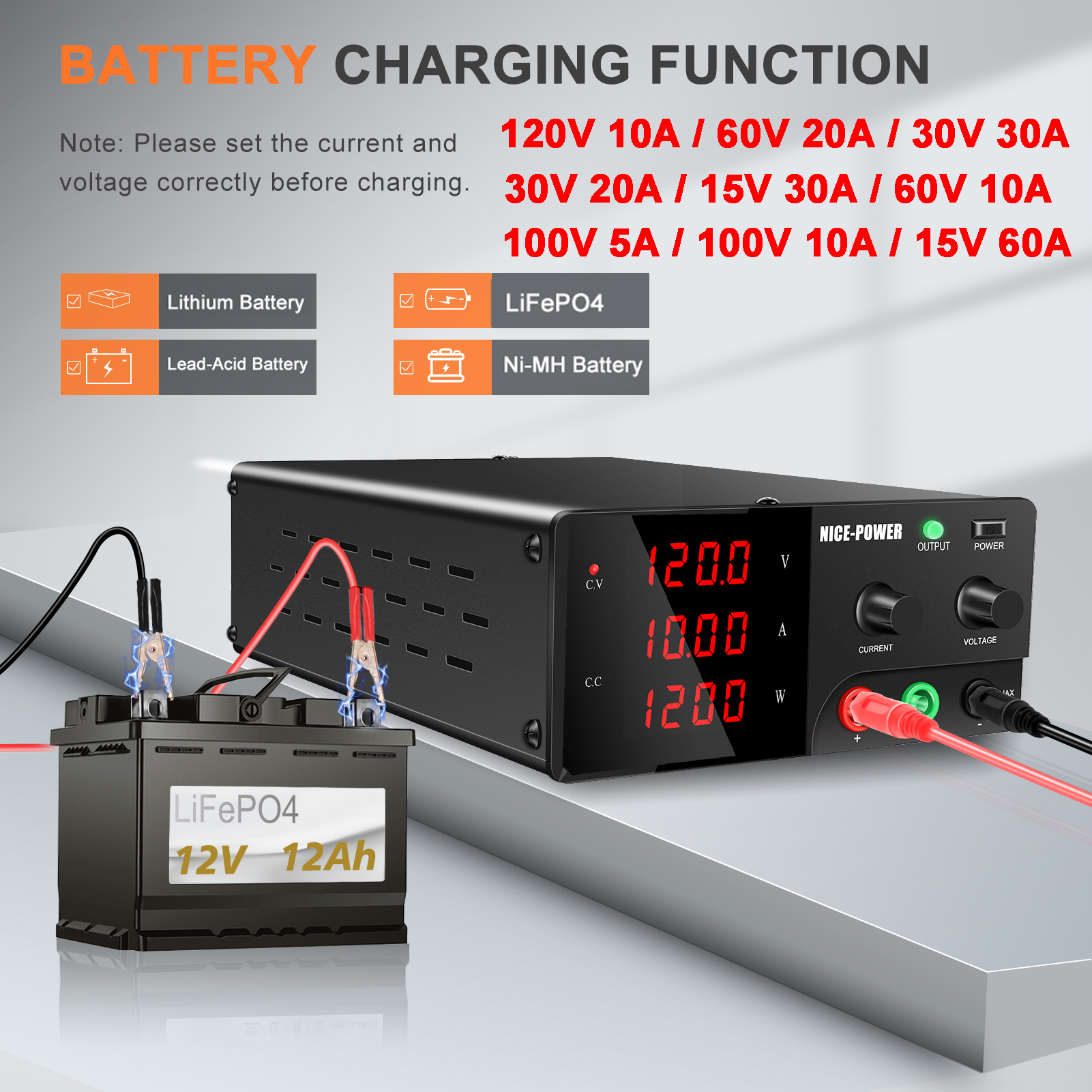 120V 10A 1200W Einstellbare Labor DC Netzteil 60V 20A Tisch Stromquelle 30V 30A 20A Digitale Netzteil Für Batter Laden