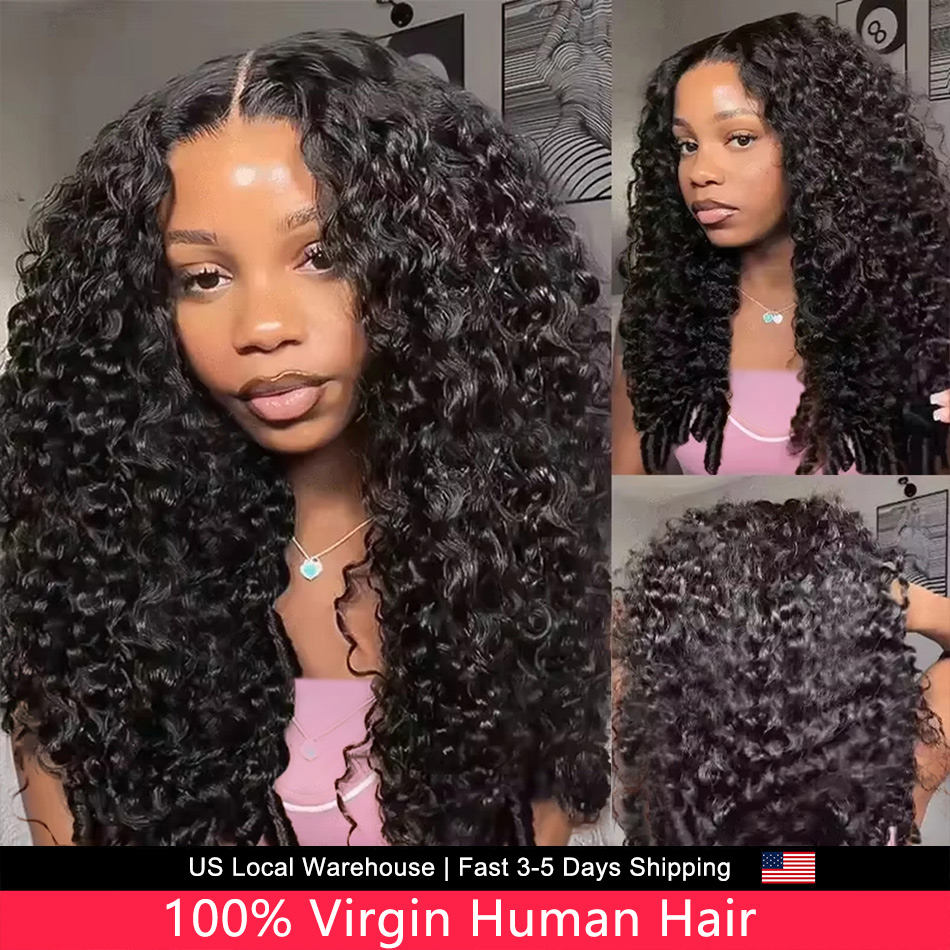 Peruki z naturalnych włosów Remy, 100% Water Wave, 13x4 13x6 Lace Front, kręcone, naturalne Deep Wave, dla Afroamerykańskich kobiet, z efektem naturalnej skóry głowy, do stylizacji na co dzień, w podróży, wieczorem, na formalne okazje.