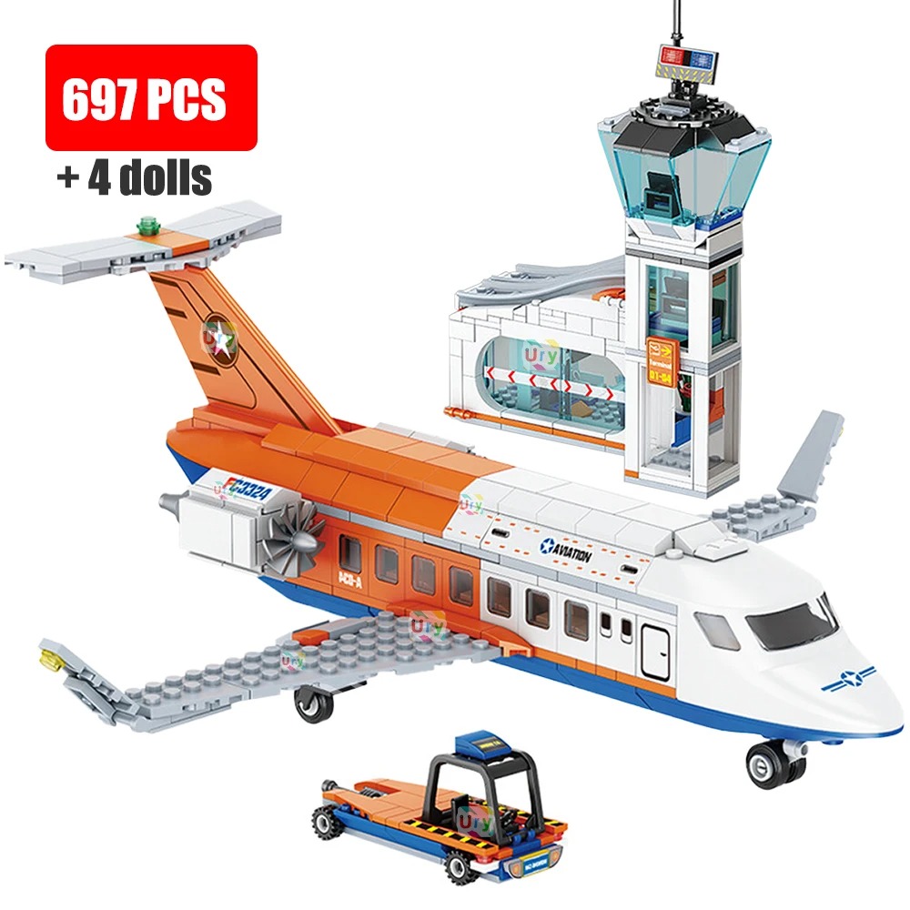 3in1 City Series Aviation Cargo avion hélicoptère aéroport Airbus avion tour de contrôle bricolage blocs de construction jouet ensemble enfants garçon cadeau