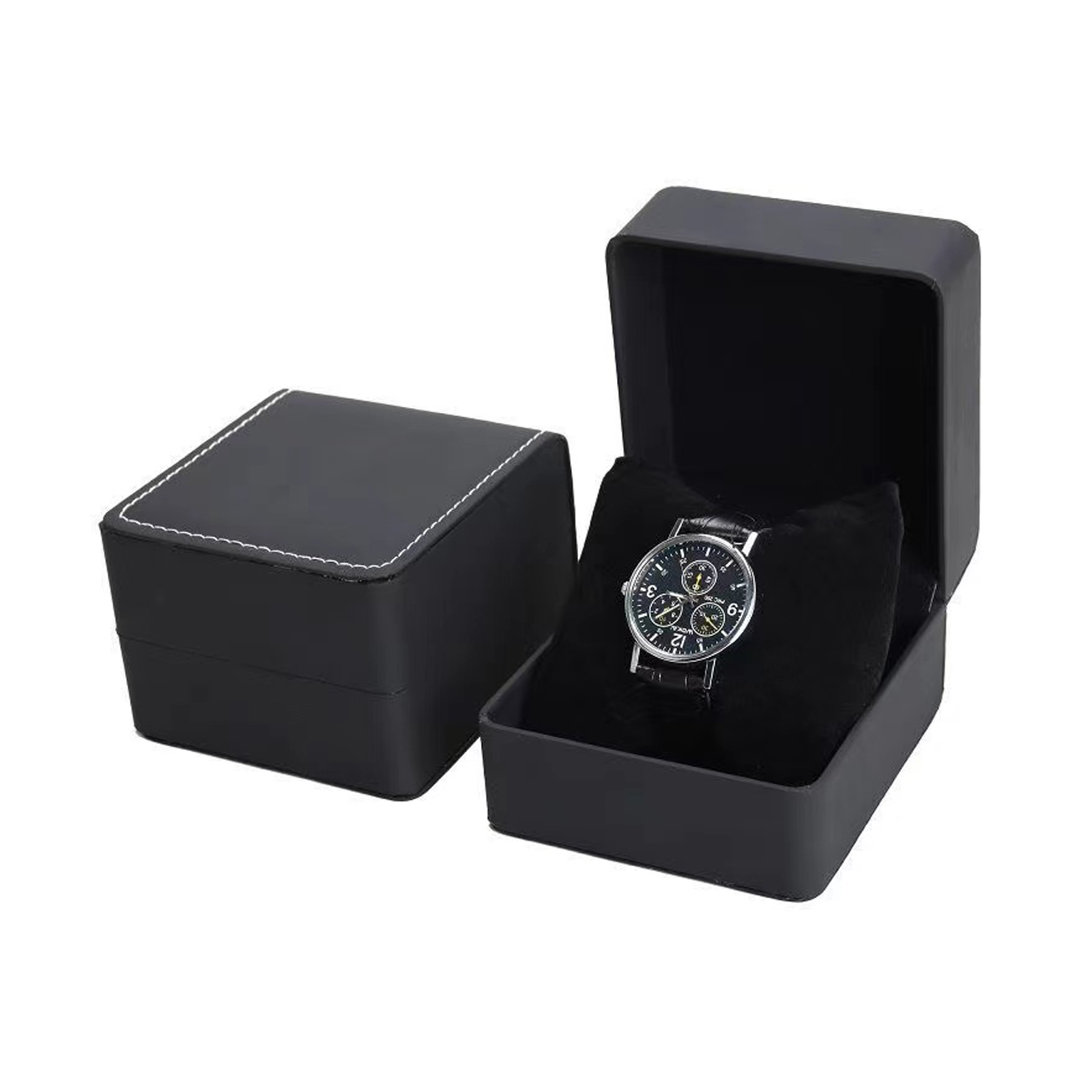Lnofxas – coffret cadeau noir pour montre unique, avec oreiller, présentoir de montre-bracelet en cuir PU, organisateur pour hommes