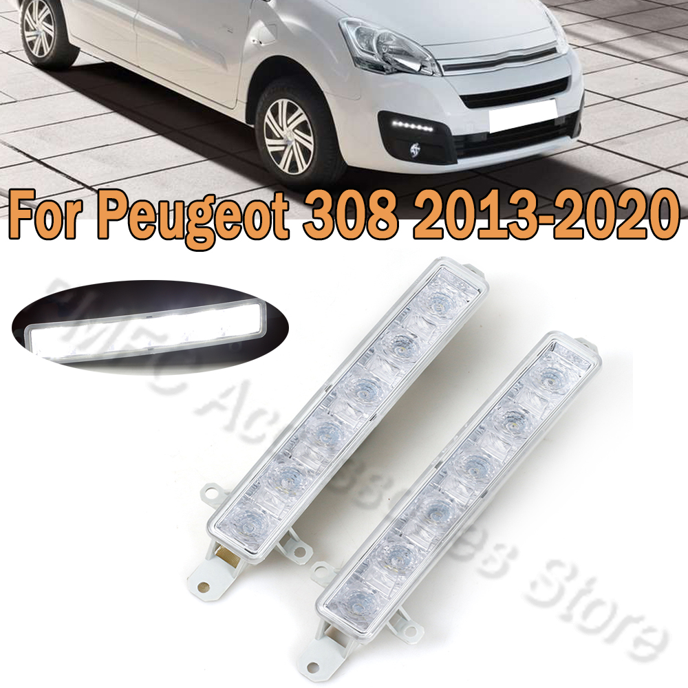 Pour phare antibrouillard de voiture LED DRL 9802795580   Pour Peugeot 308 2013-2020 pour citroën c-elysee Berlingo B9 C1 C3 MK2 9677409380