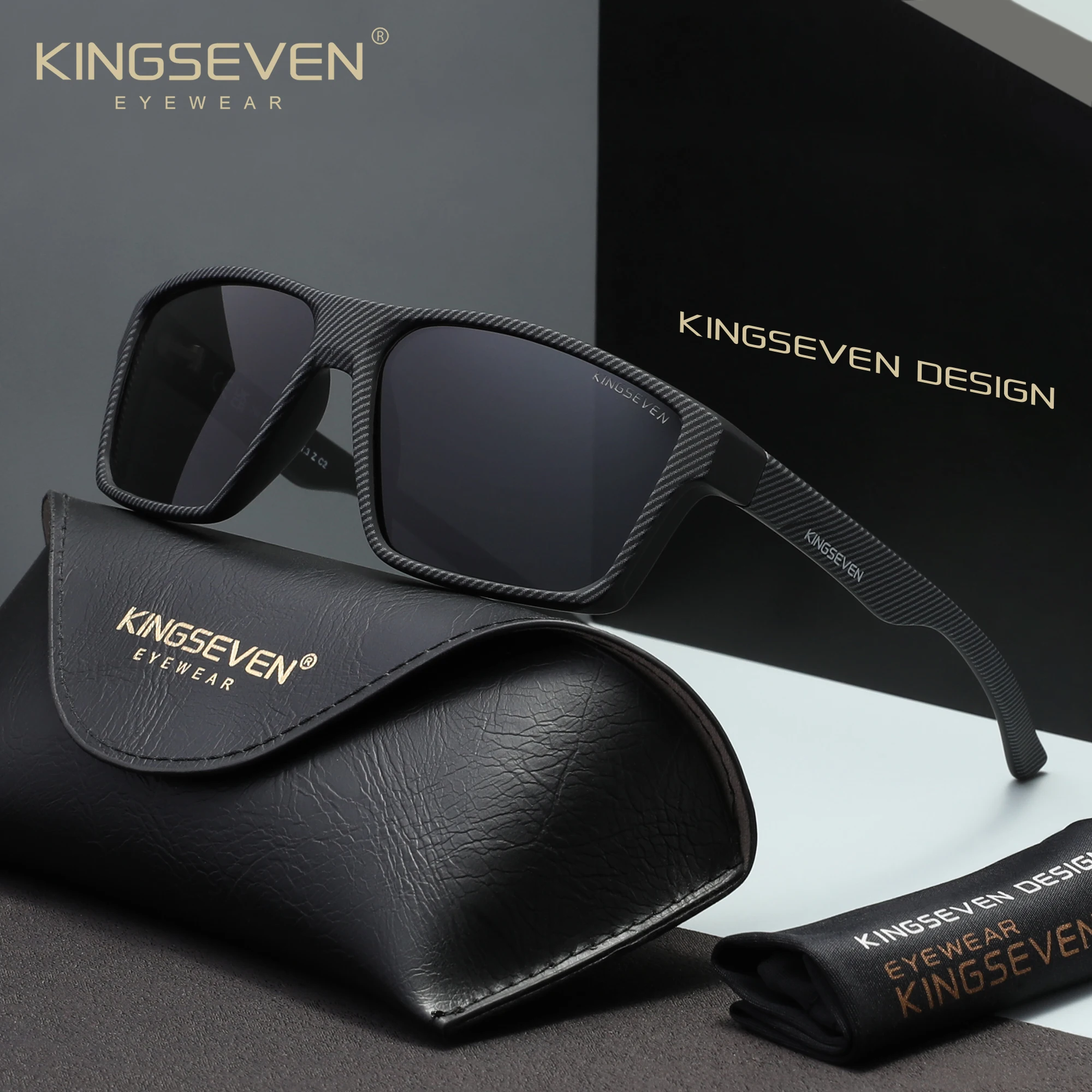 KINGSEVEN Gafas de sol informales a la moda para hombres y mujeres, gafas protectoras clásicas polarizadas UV400 antideslumbrantes, gafas protectoras para conducir al aire libre