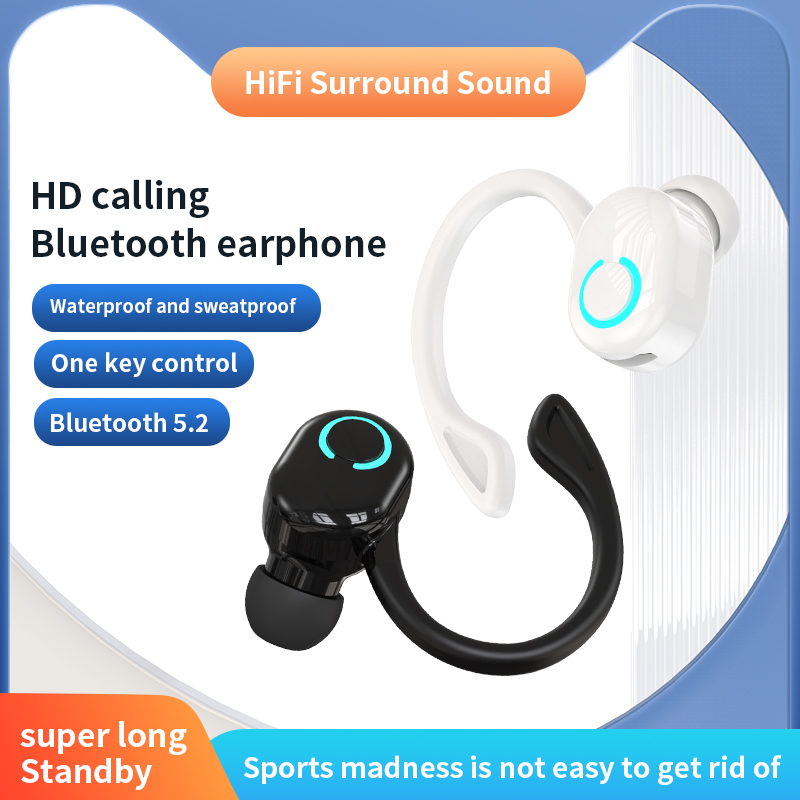 VAORLO słuchawki Bluetooth 5.2 wodoodporne słuchawki bezprzewodowe z mikrofonem Mini zaczepy na uszy HiFi muzyka stereo sportowe słuchawki douszne do telefonu