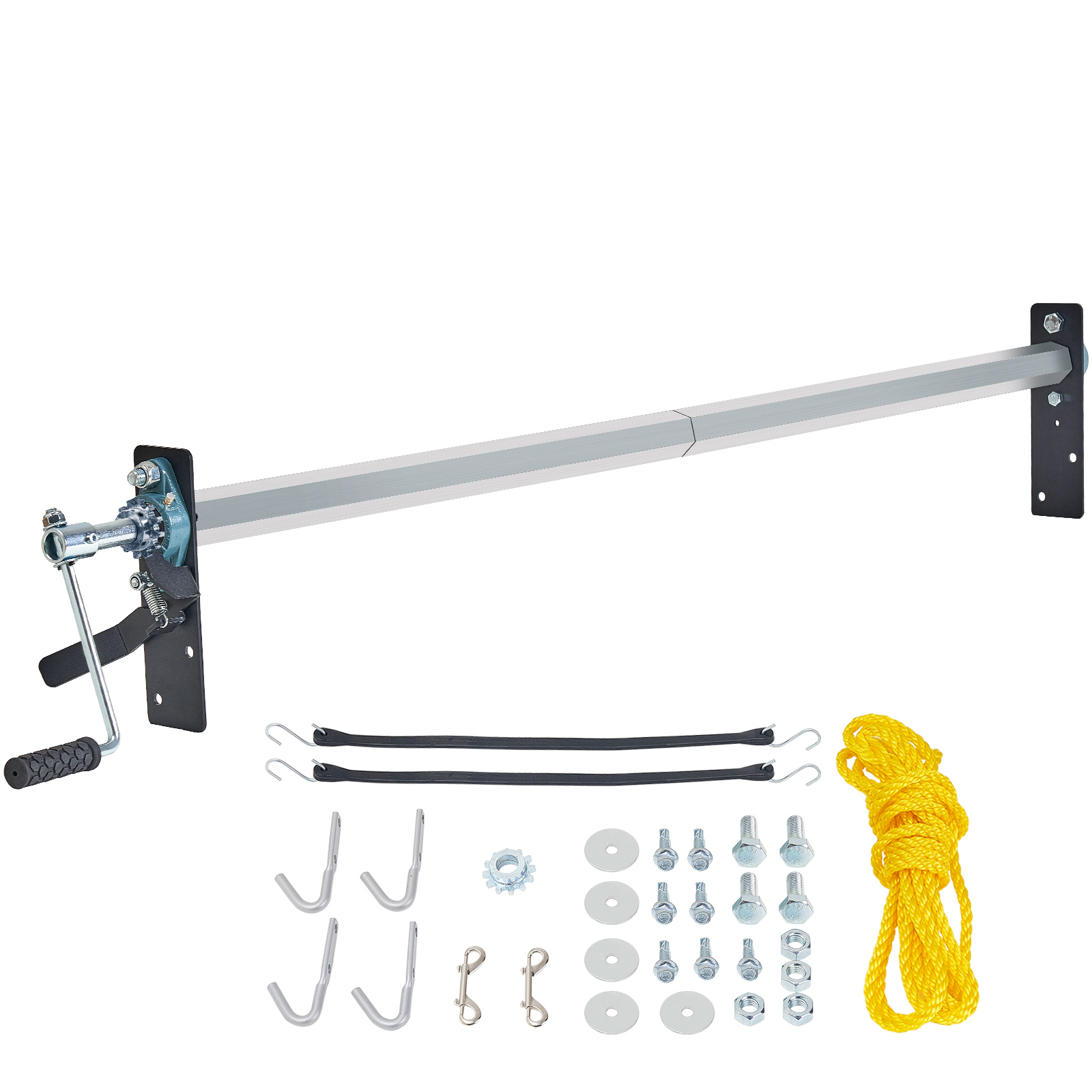 SucceBuy Kit de rouleaux de bâche à manivelle rouleau de bâche de niveau de cabine manuel avec poignée enveloppée d'éponge de 7 "pour remorques de camions (sans bâche)