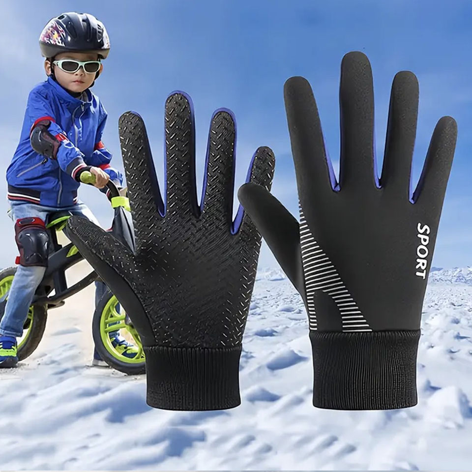GTUBIKE 1 ペア キッズ ウィンター ウォーム スポーツ グローブ - 寒い天候用 防水 子供用ミトン 年齢 5-13 歳 男の子 女の子