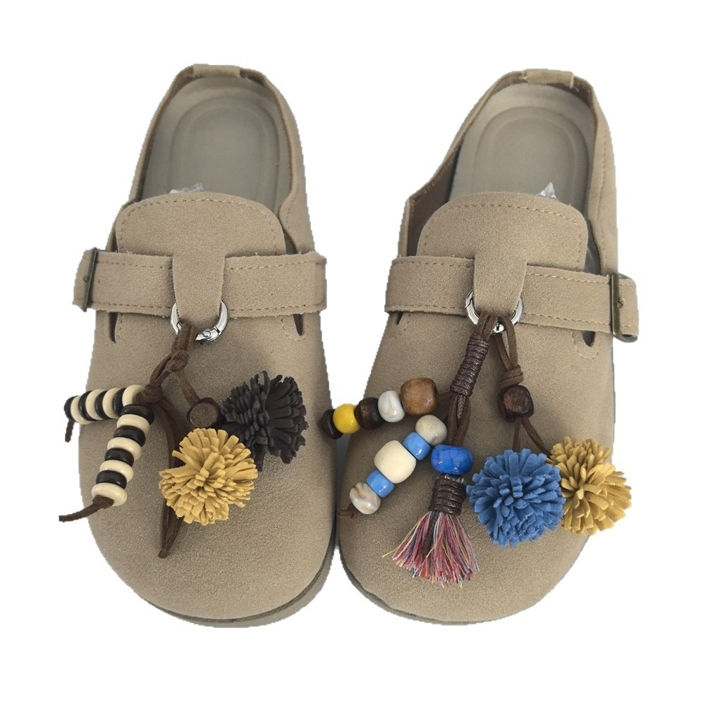 Maillard Flower Pine Cone Pom-Pom Kwastje Schoenveters met Houten Kralen Kangoeroe Charm Unisex Sneaker Accessoire 1PCS