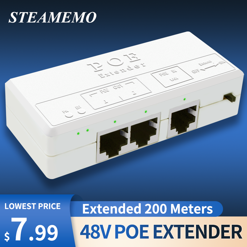 STEAMEMO 2-портовый удлинитель POE 350 метров 100 Мбит/с Активный ретранслятор POE IEEE802.3AF/AT стандартный переключатель для камеры POE