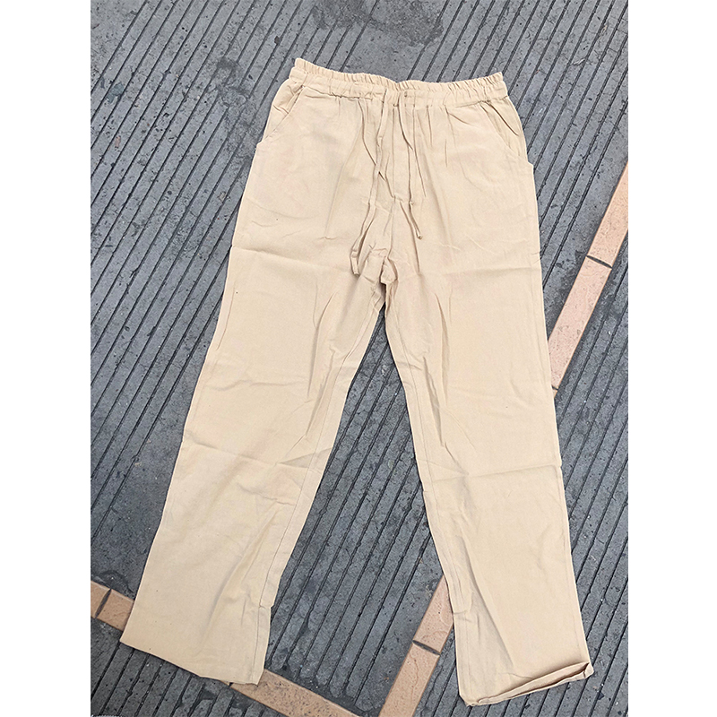 Calças masculinas clássicas calças de linho fino preço especial moda calça reta cordão elasti cintura calças casuais