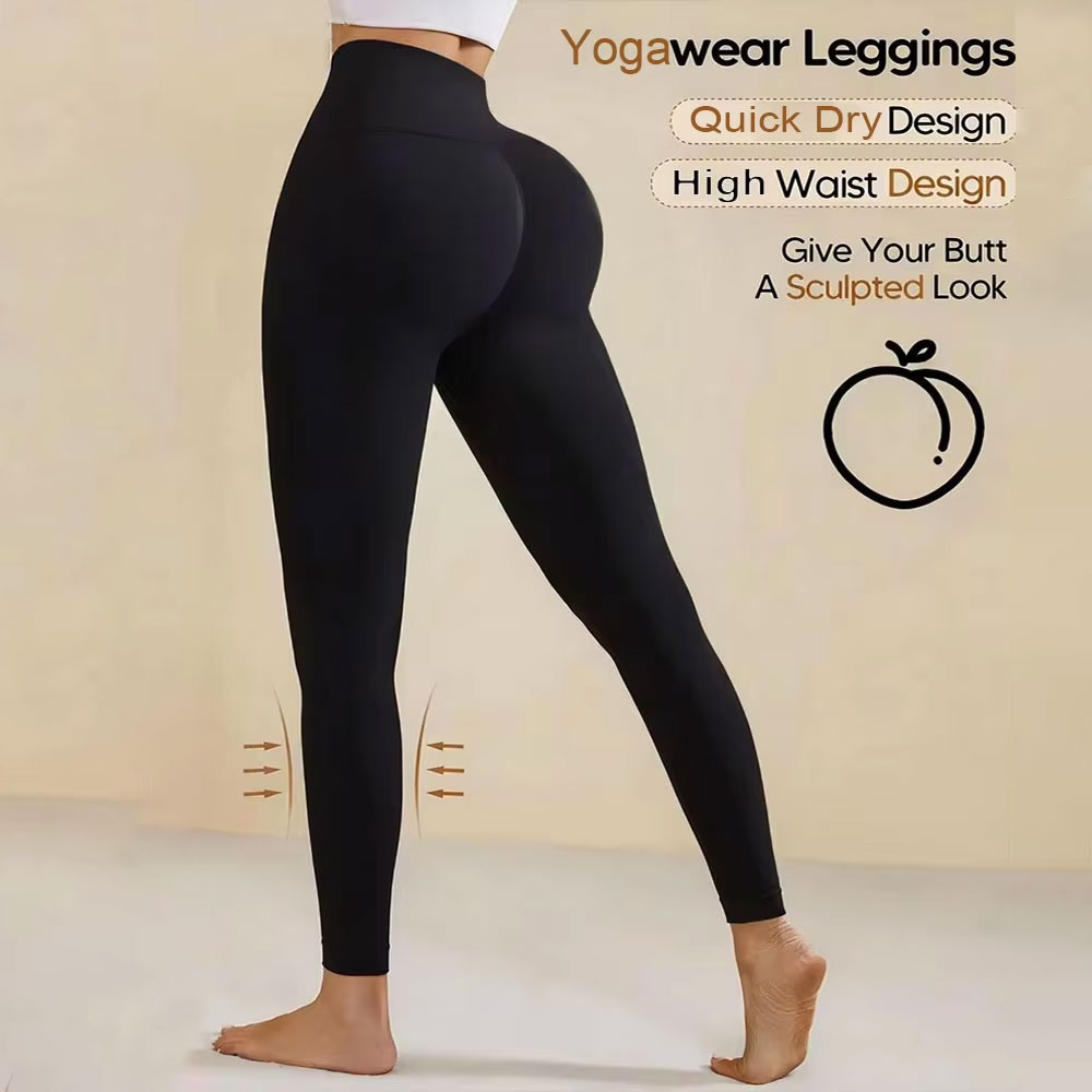 Leggings Negros Sexys de Cintura Alta con Efecto Push-Up, Sensación Suave, Transpirables, Pantalones de Yoga para Mujer, Tallas Grandes, Ropa Deportiva