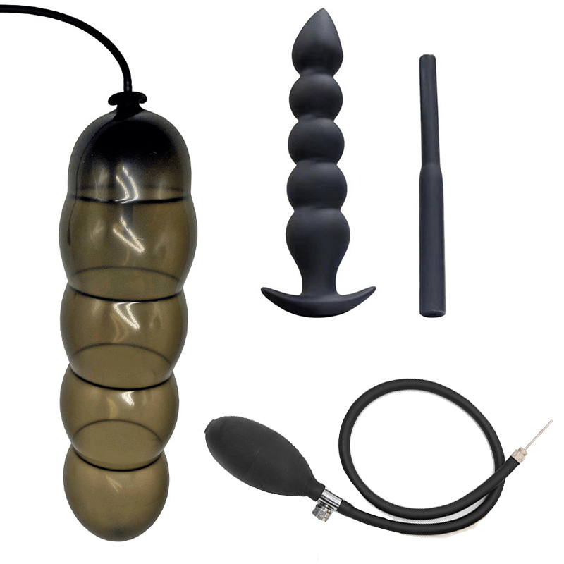 SM Super Lange 5 Perlen Aufblasbare Anal Plug Eingebaute Silikon Spalte Erweiterbar 14 cm Big Butt Plug Dildo Pumpe Bdsm Spielzeug Arsch Dilatator