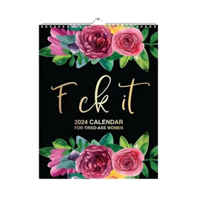 2024 Kalender für müde Frauen Papier lustig 12 Monate Schwanz Wort Sprüche Wandkalender Innen einzigartige Neujahrs geschenke