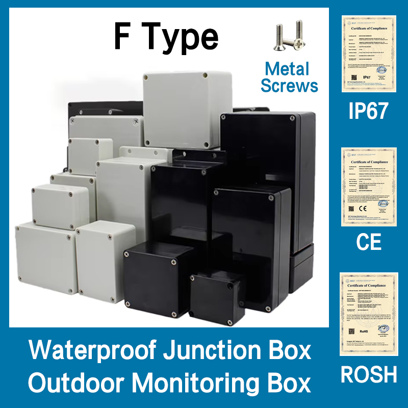 Caja impermeable para exteriores en blanco y negro, caja de plástico, caja de ingeniería electrónica, instrumento, carcasa de caja de conexiones impermeable