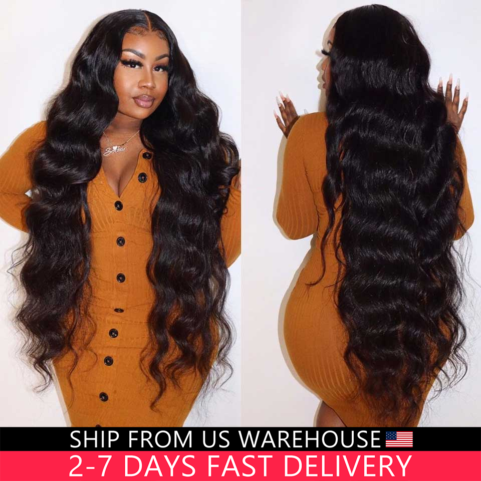Perruque Lace Front Wig Body Wave 360 Naturelle, Cheveux Humains, 13x4, 13x6, HD, Closure 5x5, 30 32 32 34 Pouces